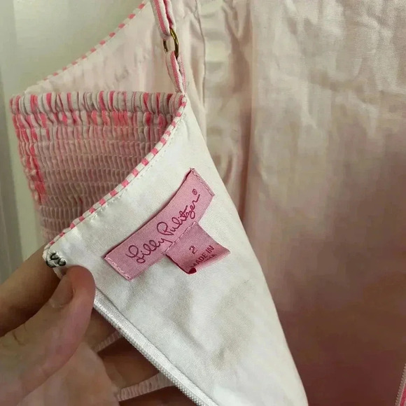 LILLY PULITZER Jesse Romper PINK COSMO STRIPE SEERSUCKER Size 2 - Picture 5 of 7